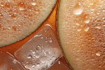 Watermelon slices and ice cubes