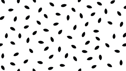 Black watermelon seeds pattern on a white background, minimalist vector illustration.