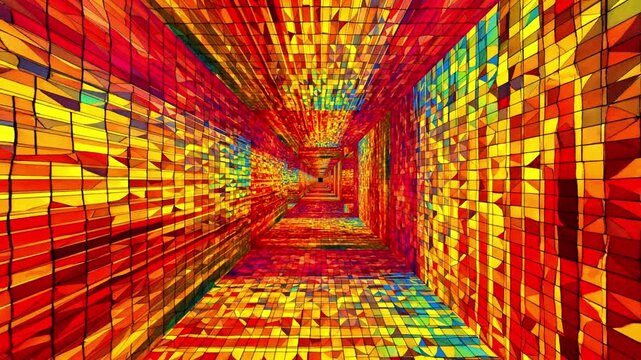 mesmerizing hypnotic random colors triangular angles pattern tunnel 16 seconds seamless looping background animation screensaver visualizer hd video