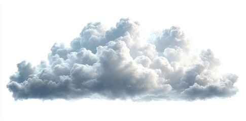 Large, thick, and fluffy cumulus cloud with bright highlights and soft shadows on a white background