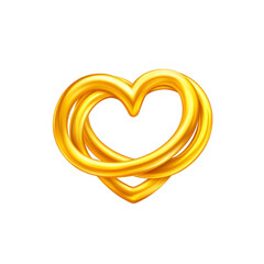 Golden intertwined heart symbol, representing love and unity, shines with elegance against transparent background. design is smooth and modern, perfect for romantic themes