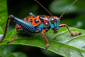 Fototapeta premium Vibrant insect on leaf