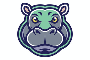 A light green hippo mascot design presents a simple, charming face, frontally