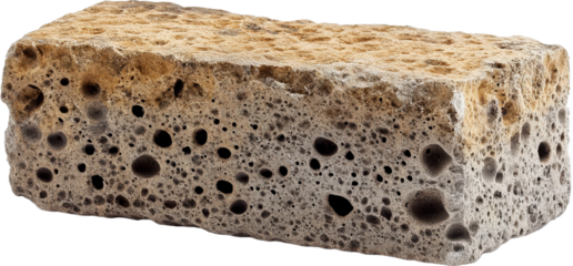 Close-up view of a porous rock specimen