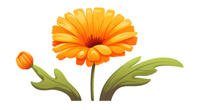 Calendula Flower Flat Vector Illustration: Professional Cartoon Design for Creative Projects