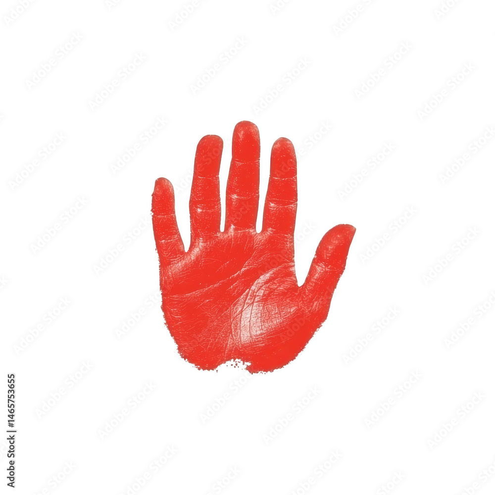 Poster red handprint on transparency background symbolizes bold and striking visual statement. image evokes