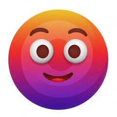 Fototapeta premium A colorful gradient smiley face with big eyes icon isolated on white background