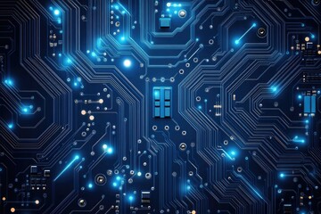 Obraz premium Detailed close-up view of intricate circuit board pathways.