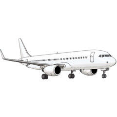 Fototapeta premium Detailed illustration of commercial airplane with sleek design, featuring two engines and white exterior, ready for takeoff. image captures essence of modern aviation