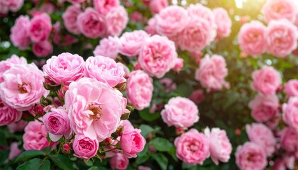 Pink roses in the garden