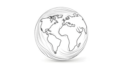 Obraz premium Detailed Earth Centered Continuous Line Illustration for Professional Projects
