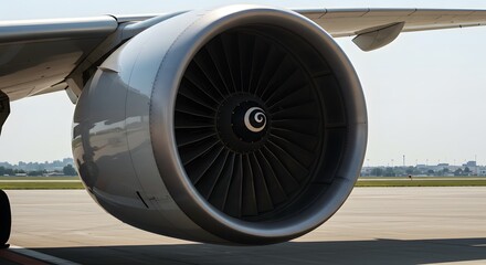 Airplane Engine Close Up on the Tarmac