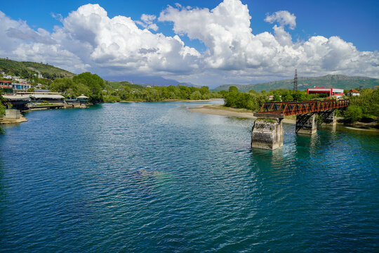 Buna river and Drin river in Shkodra , Albania