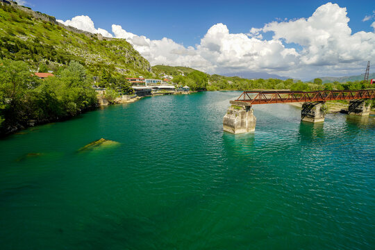 Buna river and Drin river in Shkodra , Albania