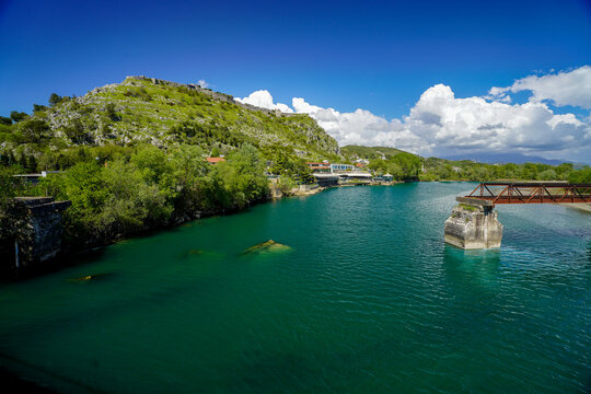 Buna river and Drin river in Shkodra , Albania