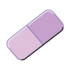 Pink eraser with divider line. Vector