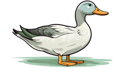 Fototapeta premium Detailed Hand-drawn Doodle Line Art Flat Vector Illustration of a Duck for Professional Projects