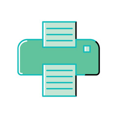 Printer with paper icon. Vector