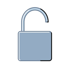 Unlocked padlock blue icon. Vector