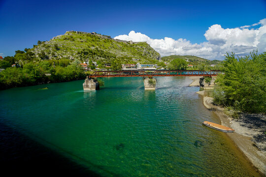 Buna river and Drin river in Shkodra , Albania