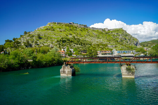 Buna river and Drin river in Shkodra , Albania