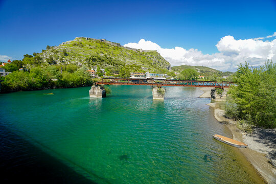 Buna river and Drin river in Shkodra , Albania