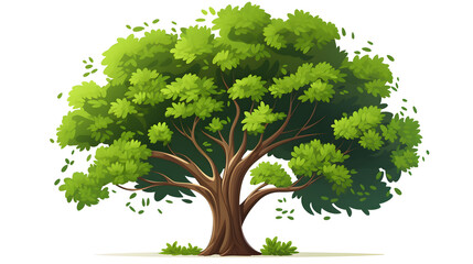 Detailed flat vector illustration of an Elm tree on a white background for design projects