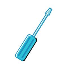 Blue flathead screwdriver. Vector