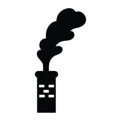 Silhouette of factory chimney spewing black smoke, an environmental pollution illustration
