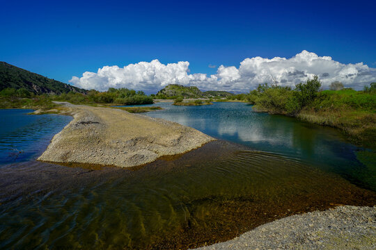 Buna river and Drin river in Shkodra , Albania