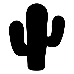 Black silhouette of a saguaro cactus with two arms in a vector image