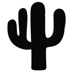Simple black silhouette of a three armed saguaro cactus illustration
