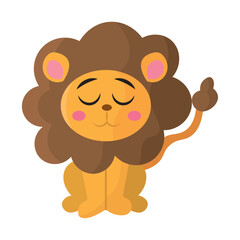 Cute lion with closed eyes. Vector