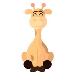 Smiling cartoon giraffe sitting. Vector