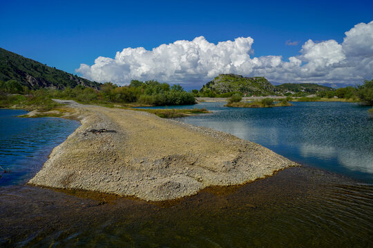 Buna river and Drin river in Shkodra , Albania