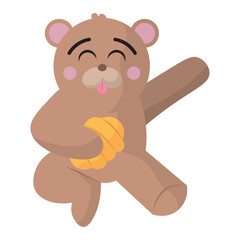Cheerful bear with honey. Vector