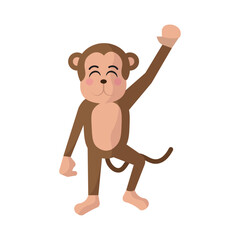Happy monkey raising arm. Vector