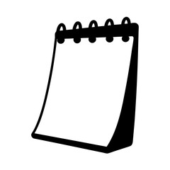 Silhouette of a blank notepad with ring binding displayed on a white background