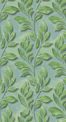 Fototapeta premium Serene Green Leaf Embossed Pattern: Textured Botanical Art
