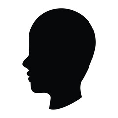 Silhouette of a human head viewed from the side on white background