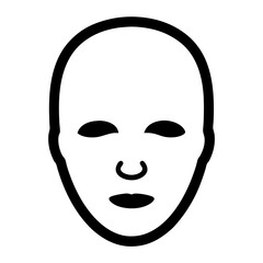 Stylized Minimalist Face Graphic with Simplified Features in Black and White
