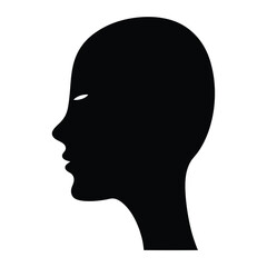 Silhouette of a Bald Head in Profile View with a Mysterious Gaze
