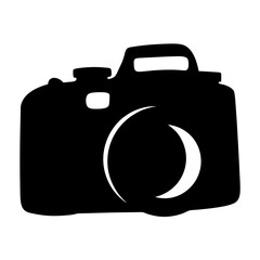Black and white artistic illustration of a single lens reflex camera