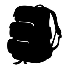 Silhouette of a Backpack with Multiple Compartments and Shoulder Straps