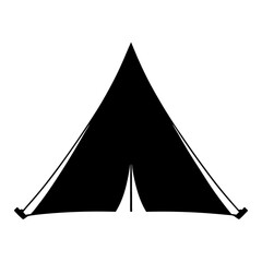 Fototapeta premium Isolated black silhouette of a classic camping tent on a white background