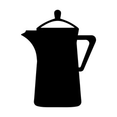 Elegant Black Silhouette of a Traditional Coffee Pot with Lid and Handle