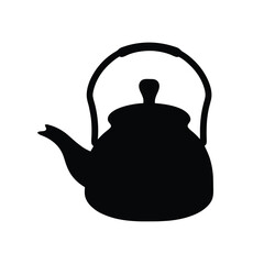 Simple Silhouette of a Teapot with a Curved Handle and Spout