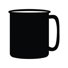 Simple black mug illustration on white background, perfect for coffee or tea