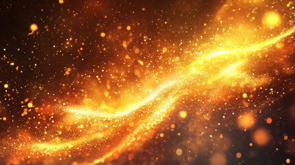 Naklejka premium An ethereal, golden abstract background with flowing particles and a sense of depth.