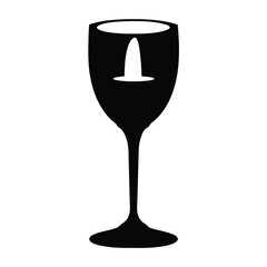 Elegant black and white wine glass silhouette with complex internal structure